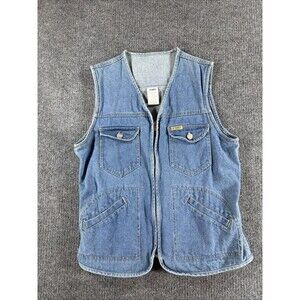 Vintage Gitano Jeans Denim Vest Womens Size Medium 80s Zip Up